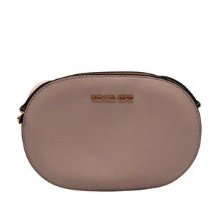 Michael Kors Pink Saffiano Leather Jet Set Travel Oval Crossbody Bag